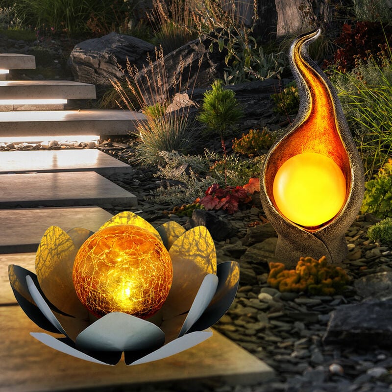 foto del prodotto lampada solare led decorazione da giardino fiore di loto asia lampada da terrazza lampada da giardino con design a fiamma, durata della luce circa 6