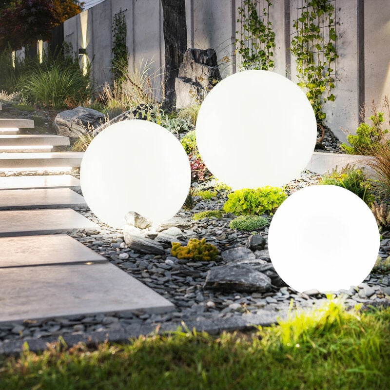foto del prodotto lampada solare luce solare a innesto lampada da giardino lampada a sfera terrazza, batteria ricaricabile ip44 picchetto di terra, bianco argento, led