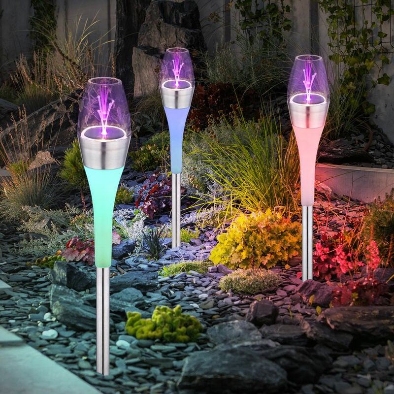 foto del prodotto lampada solare, luce solare, luce a spina, lampada da sentiero, luce esterna, lampada da giardino, ip44 cambia colore, acciaio inossidabile