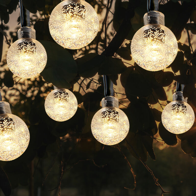 foto del prodotto lampada solare lucine nere luce esterna lampada decorativa a led da patio, palline batteria resistente alle intemperie 6 8m, 40 palline led 2700k