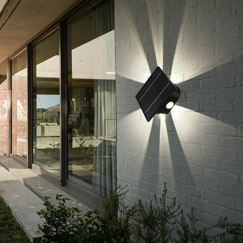 immagine 0 del prodotto lampada solare nera luce esterna, lampada da giardino quadrata casa parete resistente alle intemperie, 1x led 60lm 3000 6000k, lxlxa 13,1x7x13,1 cm