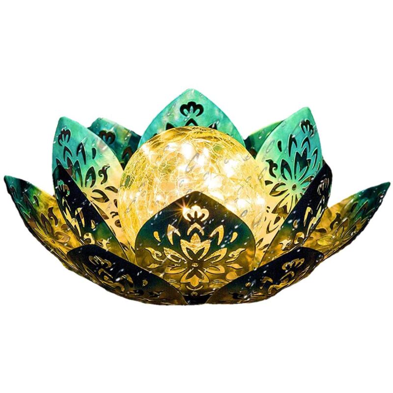 foto del prodotto lampada solare per esterni ausolee, lampada a forma di palla di vetro di loto, lampada solare decorativa per esterni impermeabile