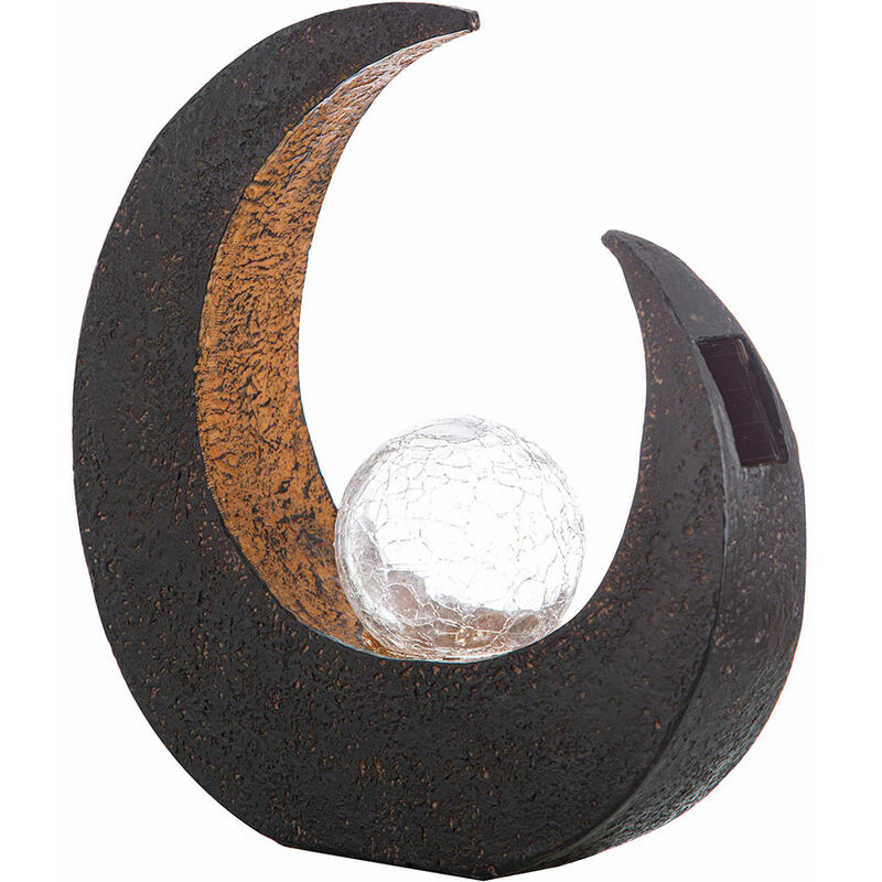 foto del prodotto lampada solare per esterni luce a mezzaluna lampada decorativa per esterni da esterno, marrone nero, 1xled 0,06w, h 30,3cm nino 56010108