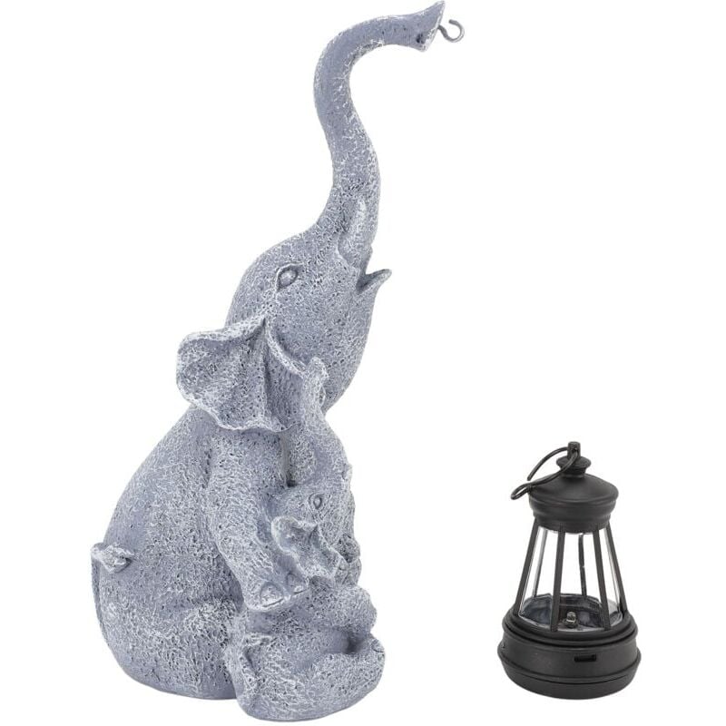foto del prodotto lampada solare per mamma e bambino a forma di elefante, impermeabile, per giardino e prato