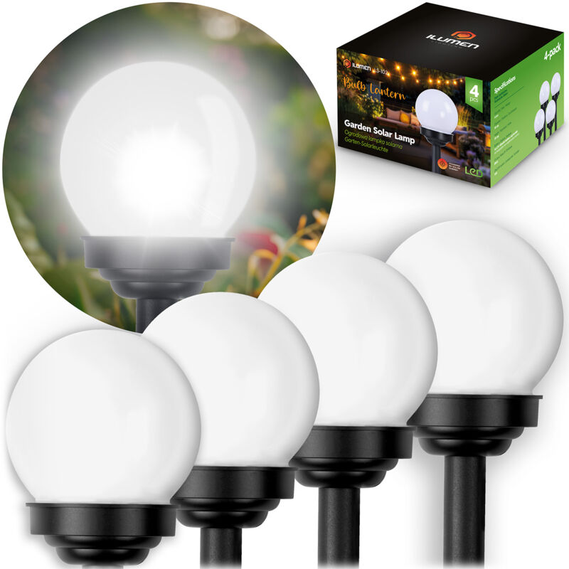 foto del prodotto lampada solare, sfera bianca, 4 pezzi ilumen ls 102