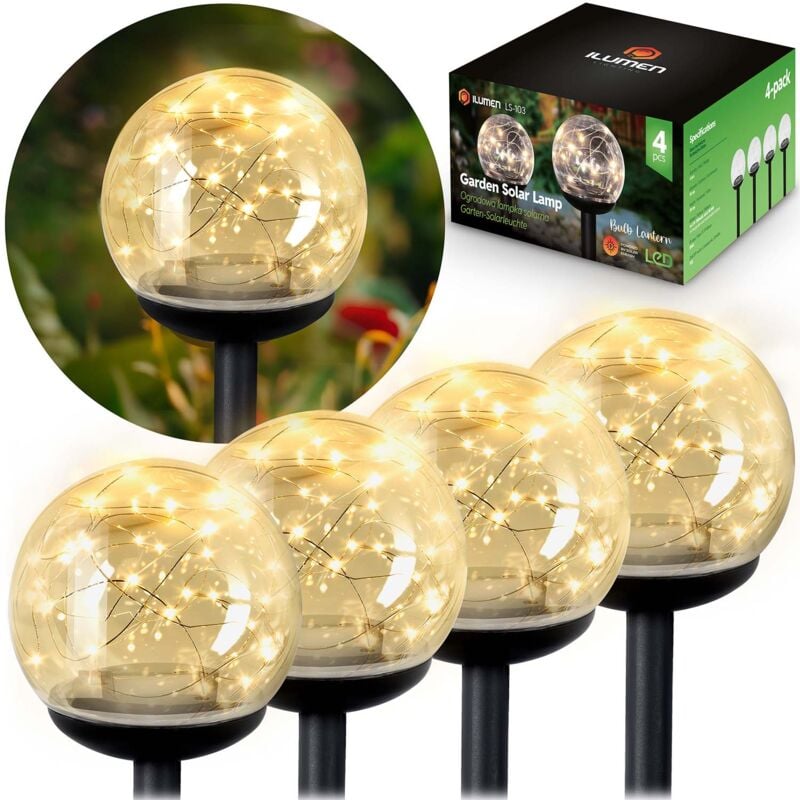 foto del prodotto lampada solare, sfera trasparente, 4 pezzi ilumen ls 103