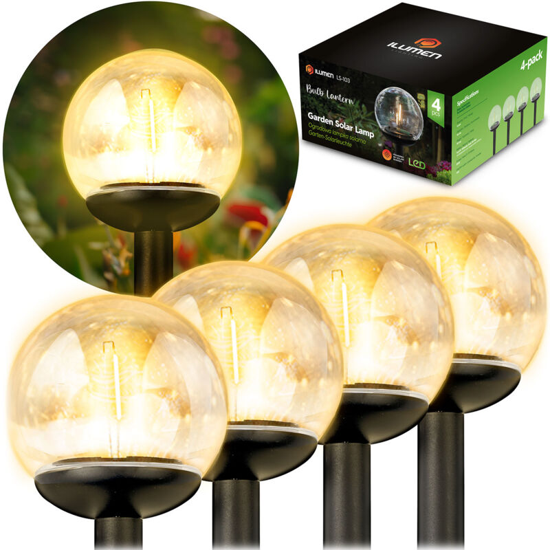 foto del prodotto lampada solare, sfera trasparente, 4 pezzi ilumen ls 103