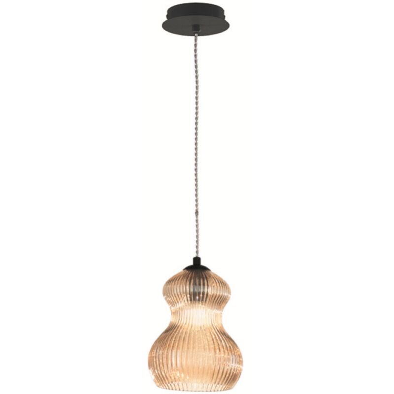 foto del prodotto lampada sospensione d16 cm in vetro soffiato ambra madagascar mod2