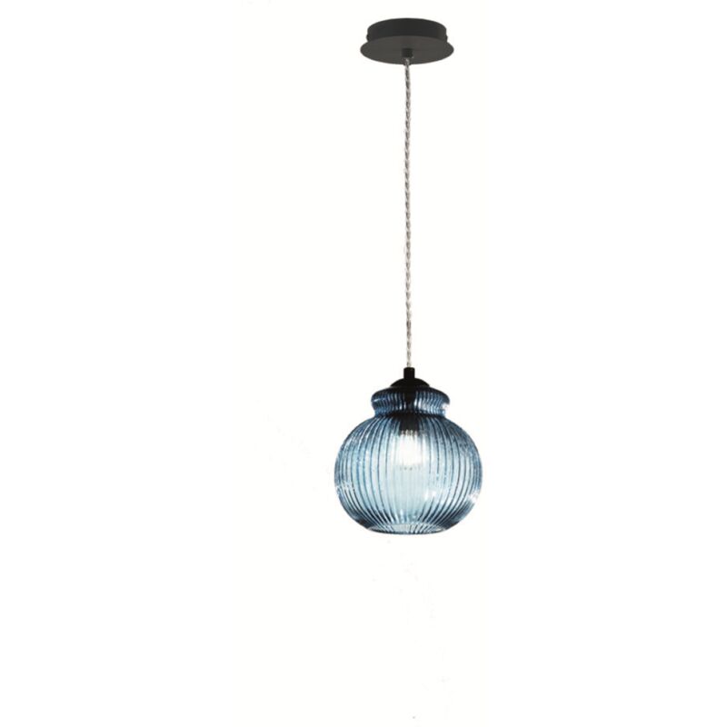 foto del prodotto lampada sospensione d18 cm in vetro soffiato ottanio madagascar mod1