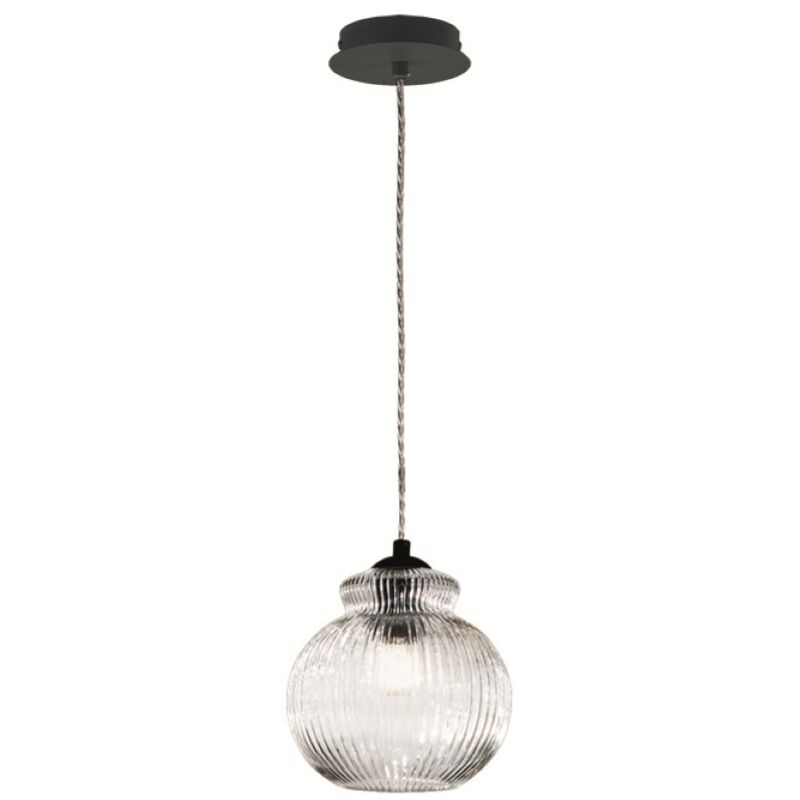 foto del prodotto lampada sospensione d18 cm in vetro soffiato trasparente madagascar mod1