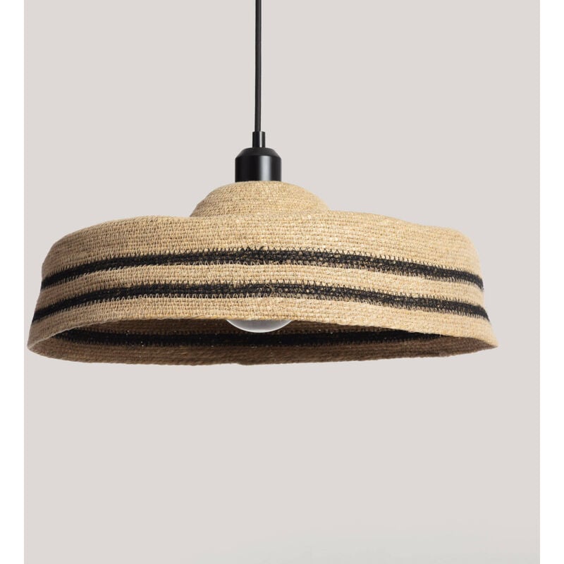 foto del prodotto lampada sospensione fibre naturali daya nero