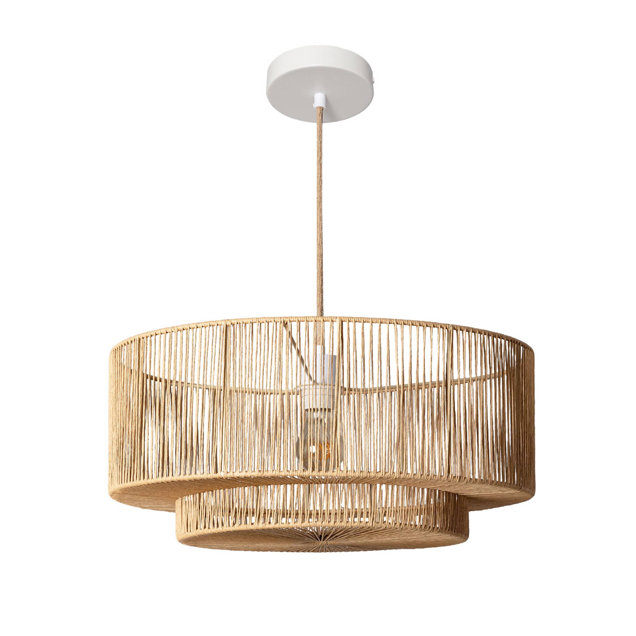 foto del prodotto lampada sospensione interna effetto rattan, 50cm, marrone naturale
