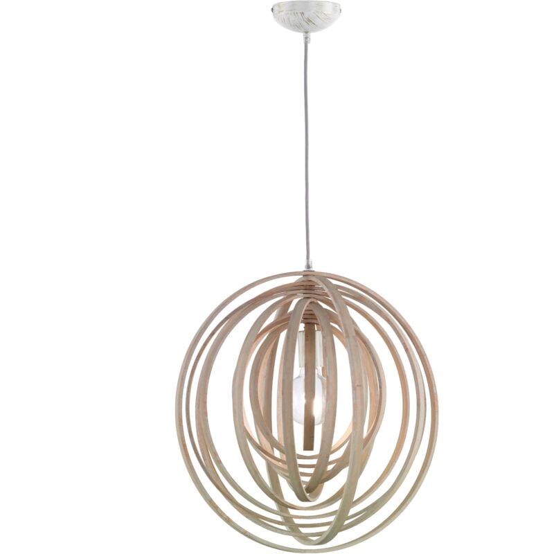 foto del prodotto lampada sospensione interno sfera cerchi di legno chiaro 6w boolan gd trio