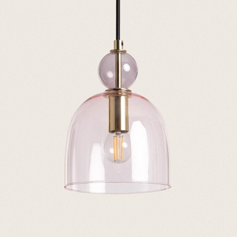 foto del prodotto lampada sospensione metallo e vetro mono baudelaire rosa