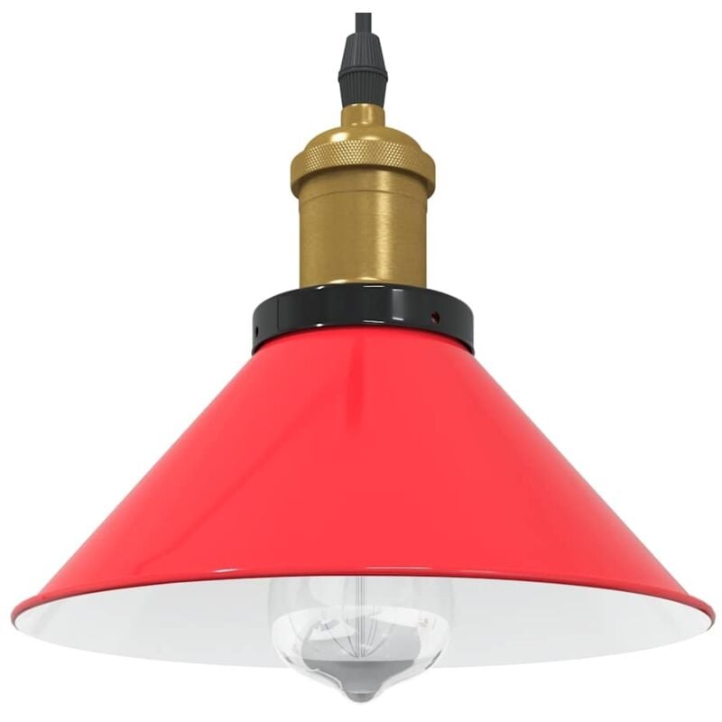 foto del prodotto lampada sospensione regolabile e27 rosso lucido 22 cm metallo vidaxl