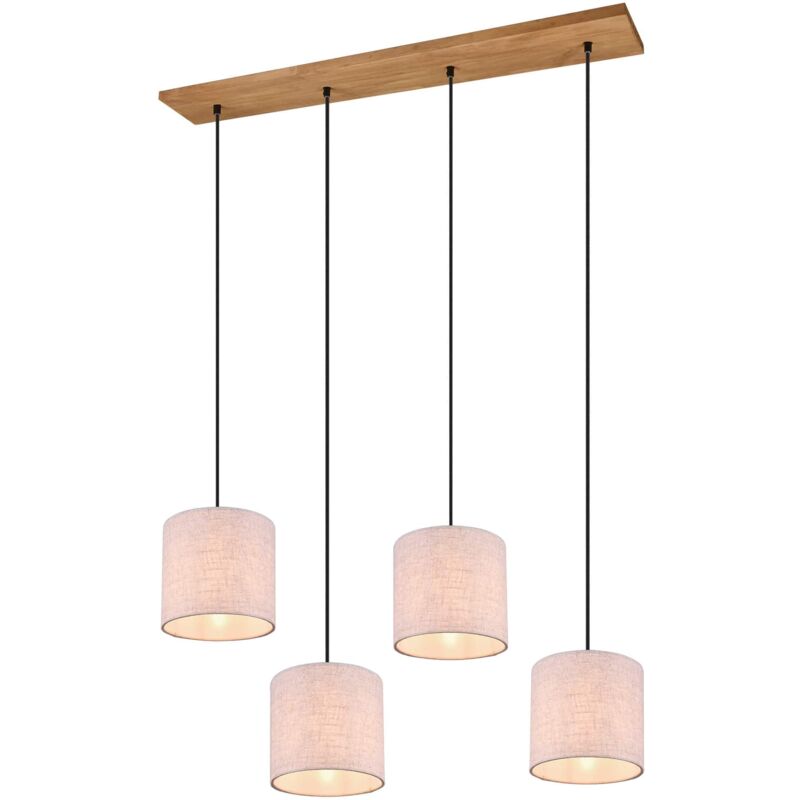 foto del prodotto lampada sospensione soffitto interno legno con 4 paralumi sabbia elmau gd trio