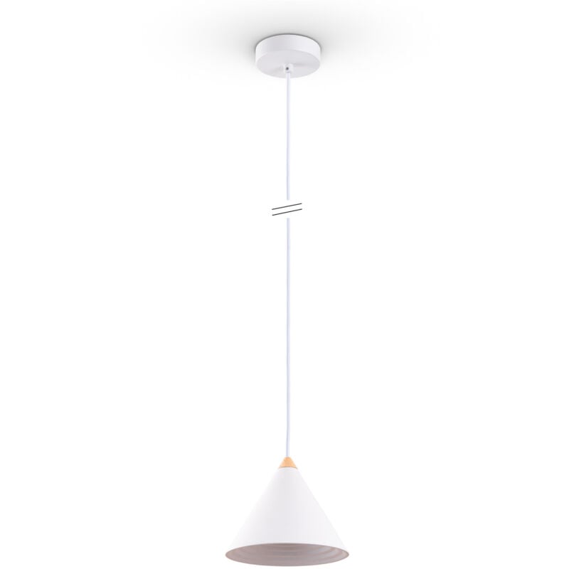 foto del prodotto lampada sospensione tavolo da pranzo cucina vintage metallo e27 15,5cm, bianco legno paco home