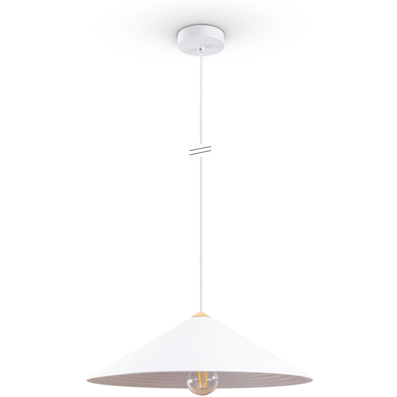foto del prodotto lampada sospensione tavolo da pranzo cucina vintage metallo e27 bianco legno, 42cm paco home