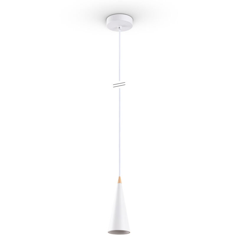 foto del prodotto lampada sospensione tavolo da pranzo cucina vintage metallo e27 bianco legno, 9,5cm paco home