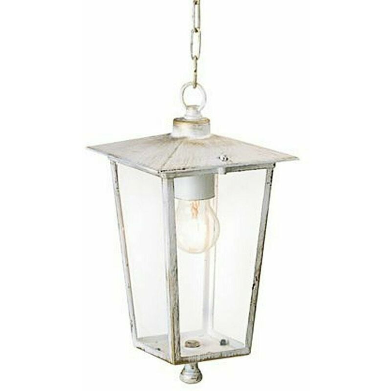 foto del prodotto lampada sospensione vintage lanterna esterno giardino bianco antico oro sovil