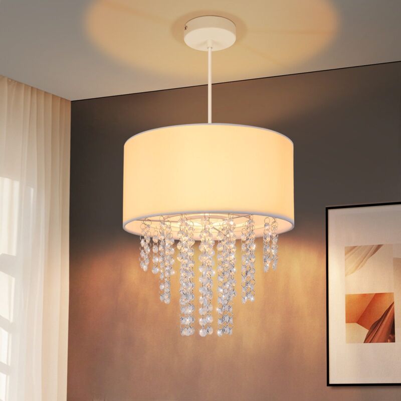 foto del prodotto lampada sospesa per sala da pranzo lampada sospesa per camera da letto lampada sospesa e27 in cristallo e tessuto, moderna, design in stile rose,