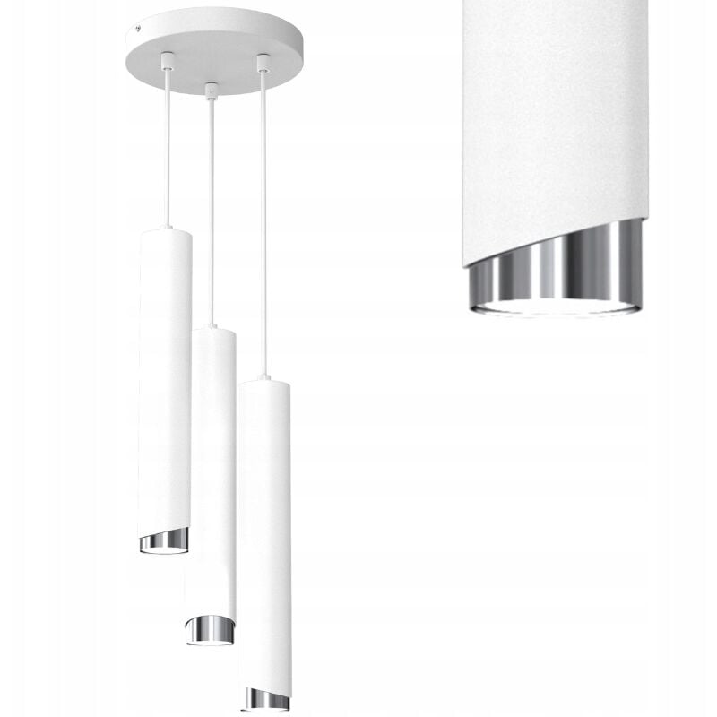 foto del prodotto lampada sospesa su tubo ruota 3x gu10 cromo bianco ewilight bevel
