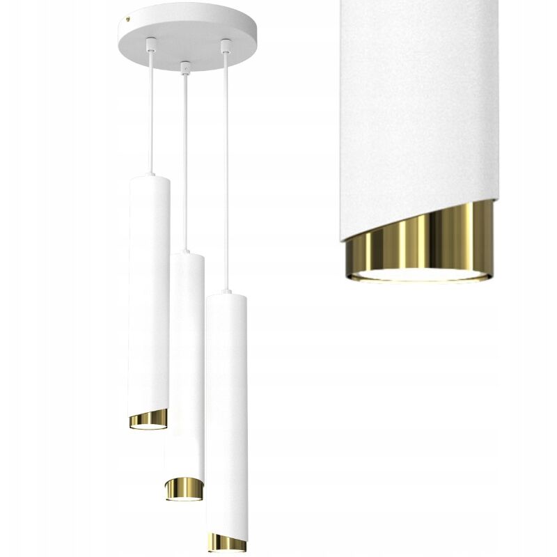 foto del prodotto lampada sospesa su tubo ruota 3x gu10 oro bianco bevel