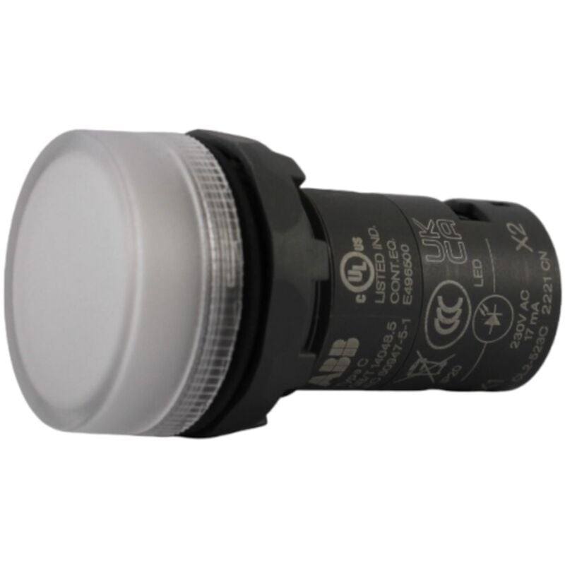 foto del prodotto lampada spia pulsante luce di segnalazione con led integrato bianco, 230vc.a