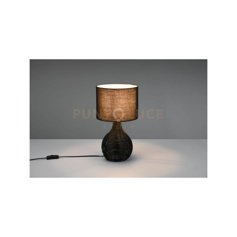 foto del prodotto lampada sprout in sisal h.39,5cm e paralume nero opaco r51291002
