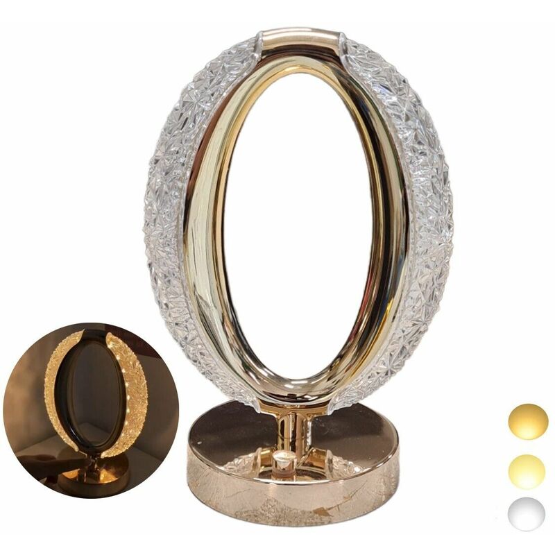 foto del prodotto lampada tavolo led ricaricabile ovale tipo cristallo atmosfera diamante touch