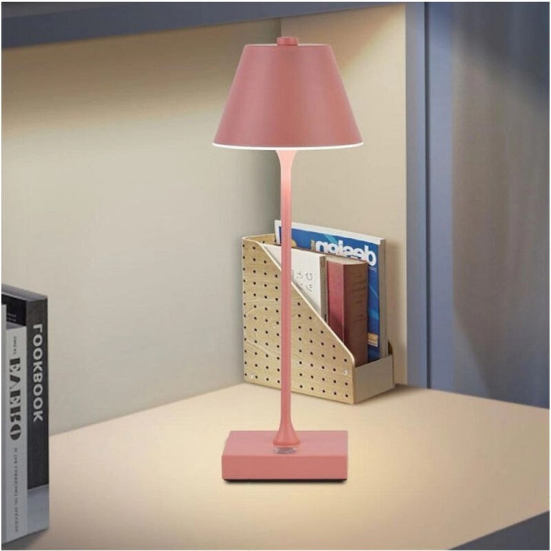 foto del prodotto lampada tavolo ricaricabile usb 10 watt 3 colorazione di luce vari colori d27 3c rosa trade shop traesio