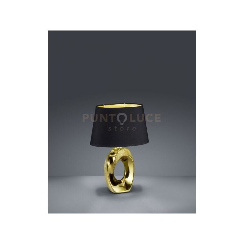foto del prodotto lampada tavolo taba ceramica oro con paralume nero e oro r50511079