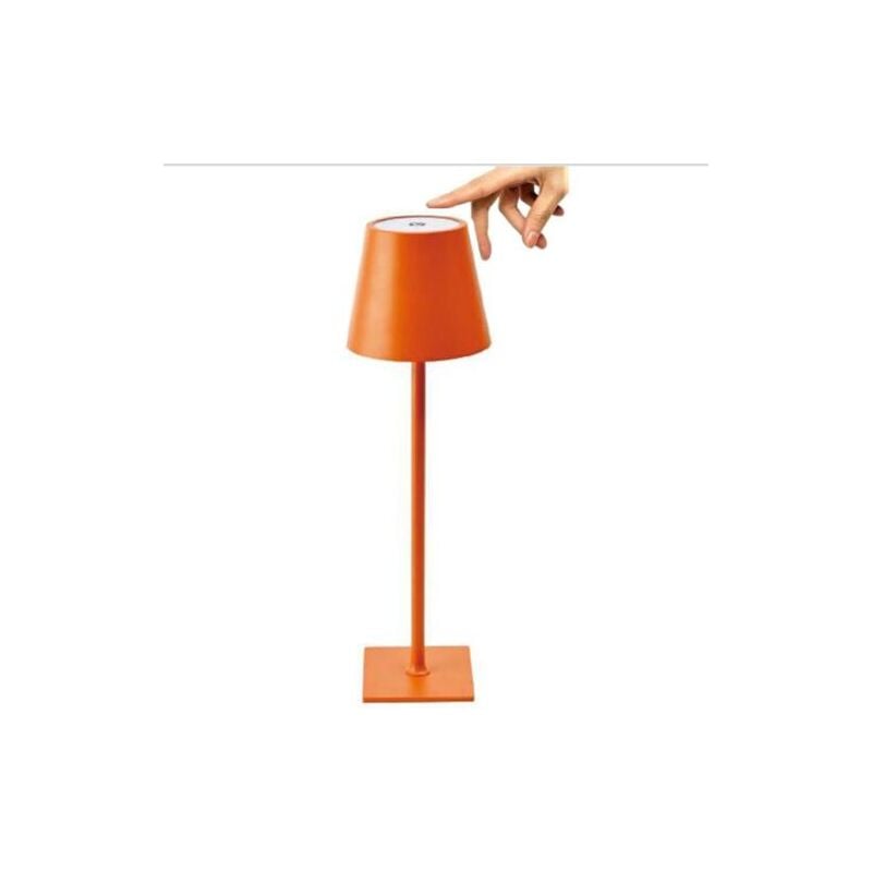 foto del prodotto lampada tavolo touch led moderna ricaricabile bar hotel ristorante arancione 305