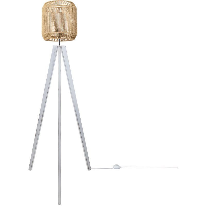 foto del prodotto lampada terra moderna soggiorno camera letto effetto rattan cesto boho e27 beige bianco 28 cm , lampada da terra bianco paco home