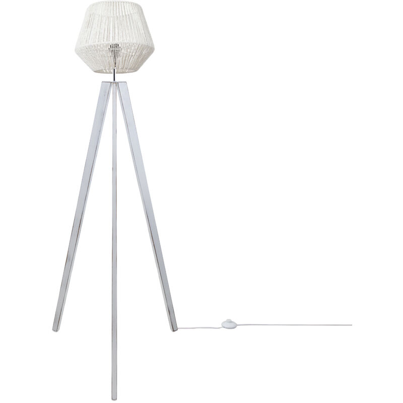foto del prodotto lampada terra moderna soggiorno camera letto effetto rattan cesto boho e27 bianco 33 cm , lampada da terra bianco paco home