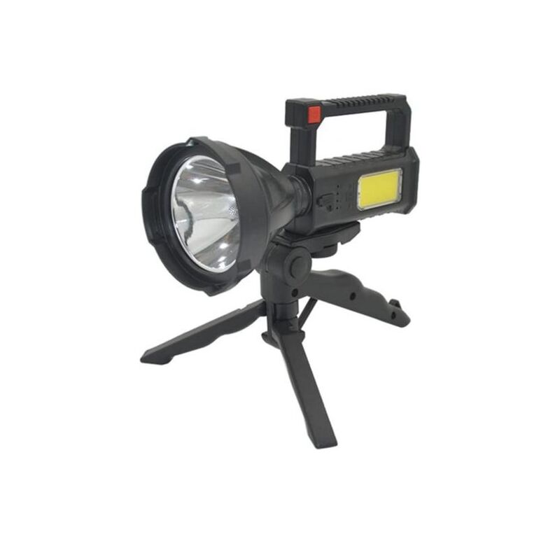 foto del prodotto lampada torcia a led ricaricabile per casa campeggio pesca con supporto. ty 838