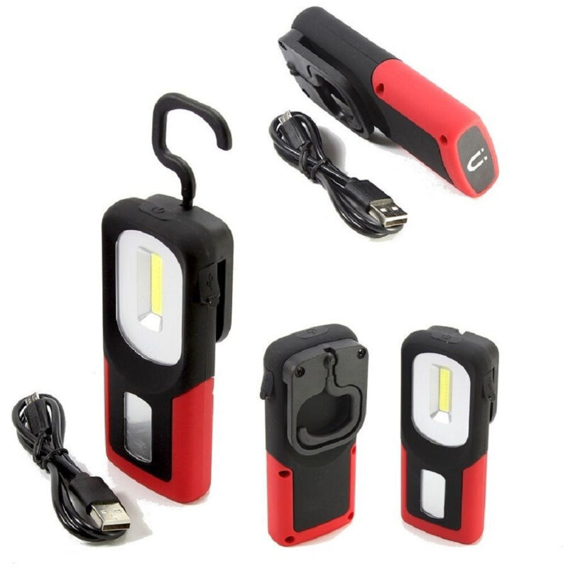 foto del prodotto lampada torcia lavoro calamita portatile led ricaricabile base magnetica gancio trade shop traesio