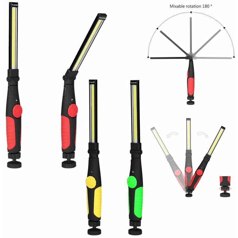 foto del prodotto lampada torcia lavoro calamita portatile ricaricabile slim regolabile led cob