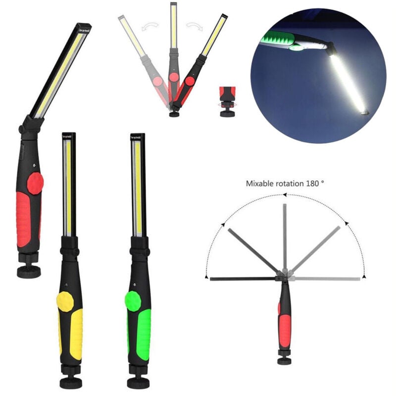 foto del prodotto lampada torcia lavoro calamita portatile ricaricabile slim regolabile led cob