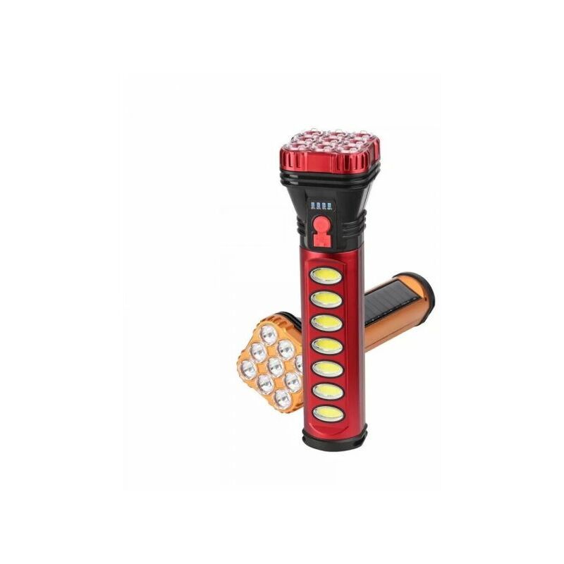 foto del prodotto lampada torcia portatile led ricaricabile con pannello solare 18w hb 707 1