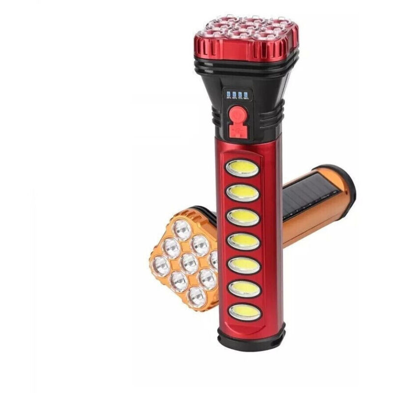 foto del prodotto lampada torcia portatile led ricaricabile con pannello solare 18w hb-707-1 campeggio - - trade shop traesio