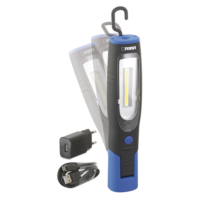 foto del prodotto lampada torcia ricaricabile con tecnologia led cob officina garage fervi 0401