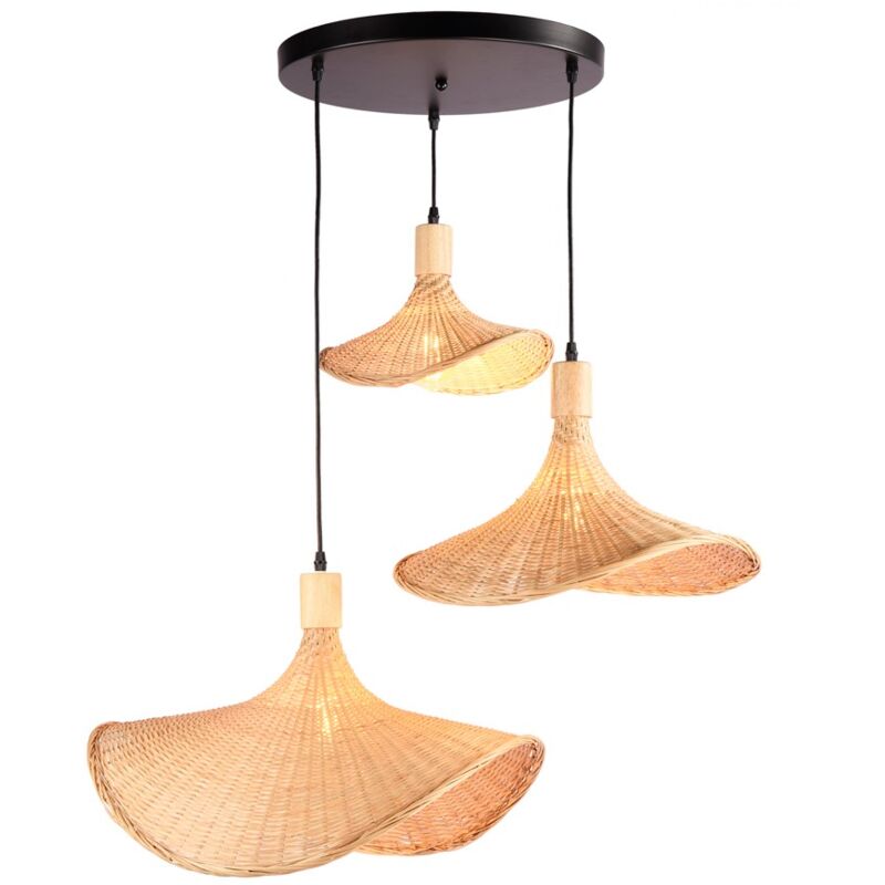 foto del prodotto lampada tripla a sospensione in vimini bellas 3 3xe27