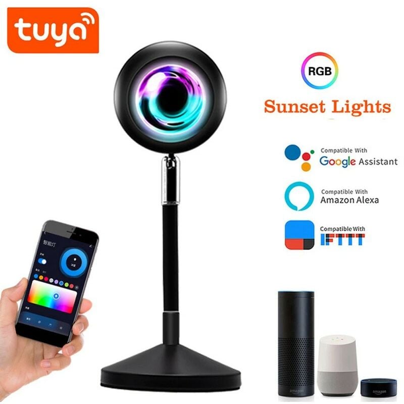 foto del prodotto lampada ufo sunset smart wifi proiettore di luci nero tuya