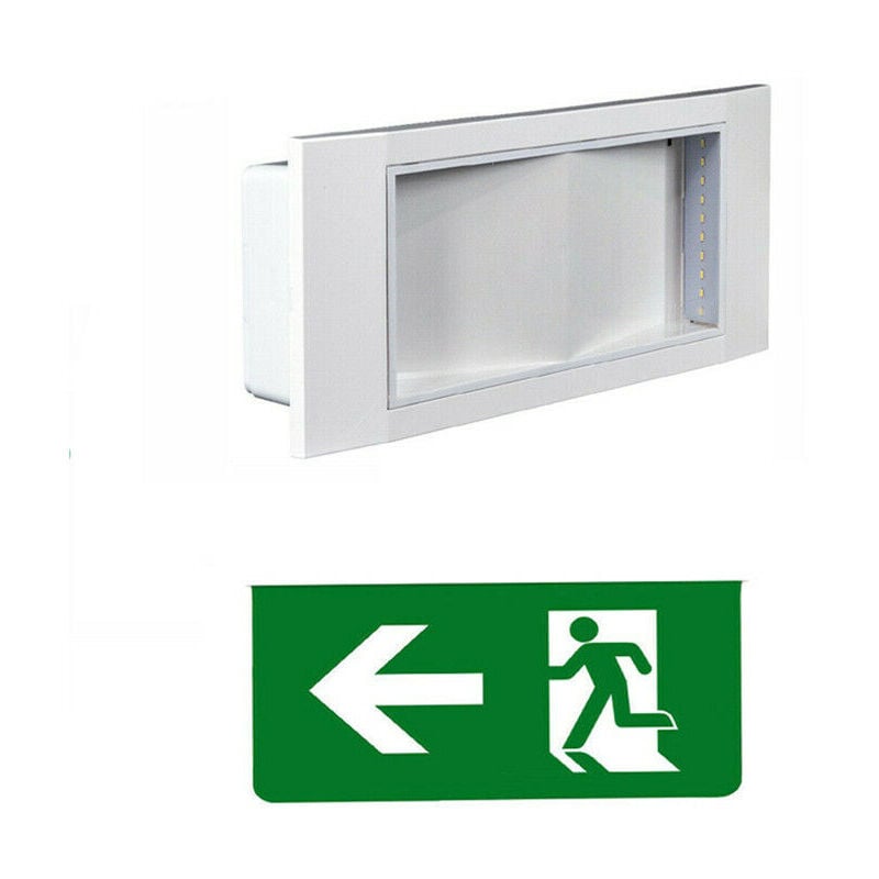 foto del prodotto lampada uscita emergenza indicazioni freccia sinistra led sicurezza luce bianca