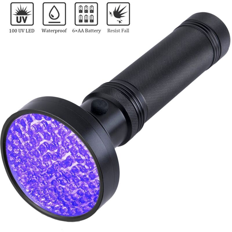 foto del prodotto lampada uv violet flashlight 100 lampade lampada di rilevamento agente fluorescente