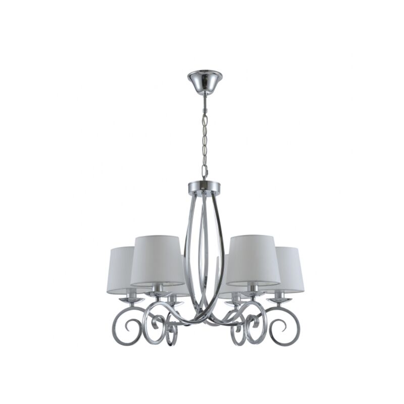 foto del prodotto lampada veracruz 6xe14 cromo paralume bianco da fabrilamp.