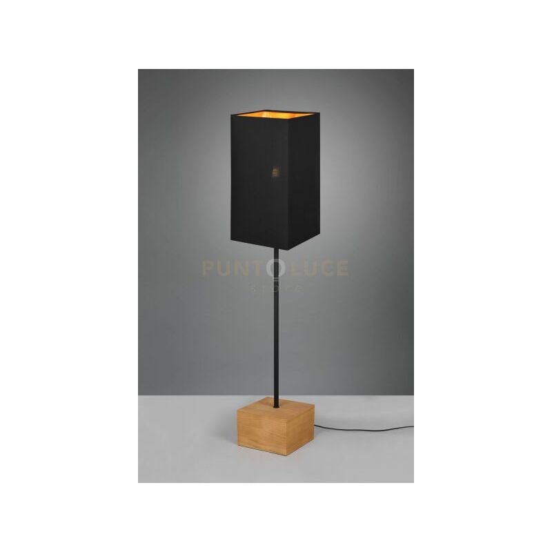 foto del prodotto lampada woody base legno naturale asta metallo e paralume h.130cm nero r40171080