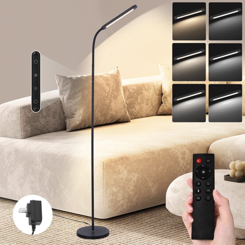 foto del prodotto lampadaire led lampadaire moderne dimmable noir 5 couleurs et 5 niveaux de luminosit 11w 360 lampe de lecture col de cygne flexible avec