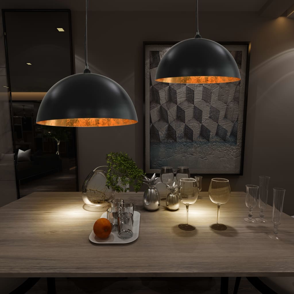 foto del prodotto lampadari 2 pz nero e oro semi sferici 50 cm e27cod mxl 126954